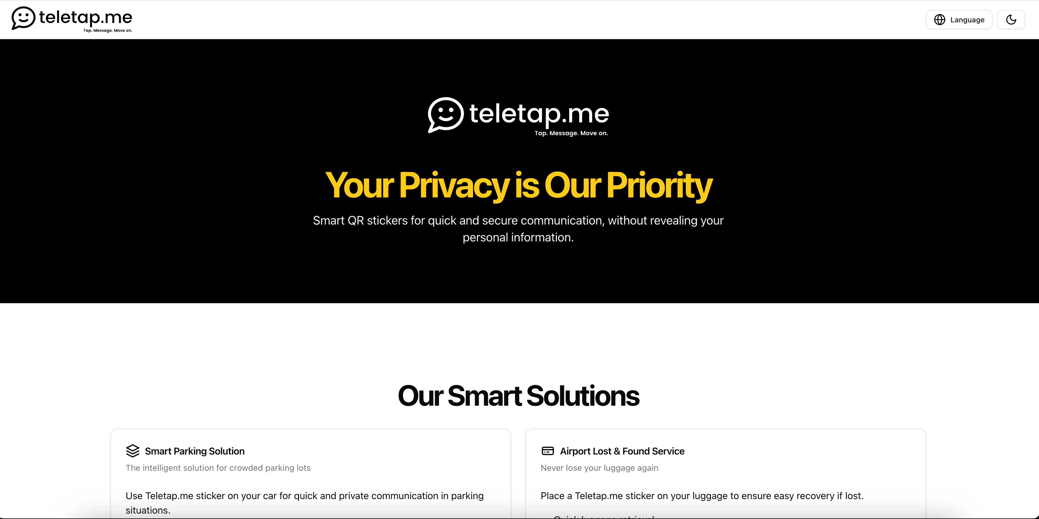TeleTap branded QR communication preview